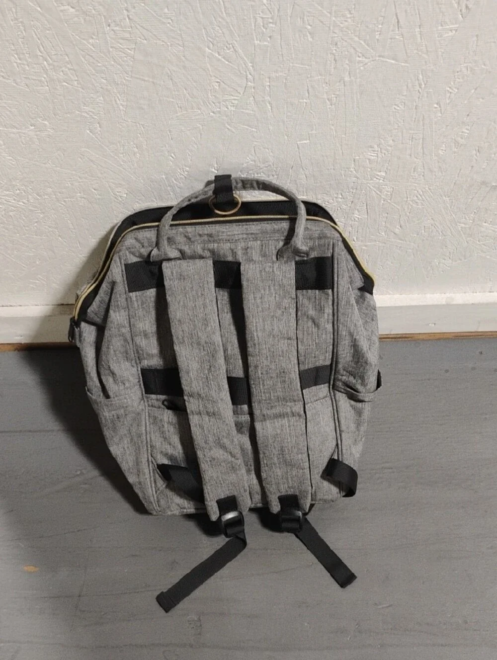 Grey Travel Backpack with Yellow Trim.  Like NEW